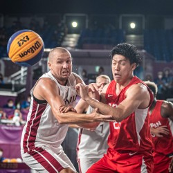 Tokija2020: Basketbols 3x3, LAT-JPN. Foto: LOK/ Mikus Kļaviņš