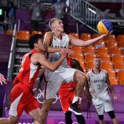 Tokija2020: Basketbols 3x3, LAT-JPN. Foto: LOK/ Ilmārs Znotiņš